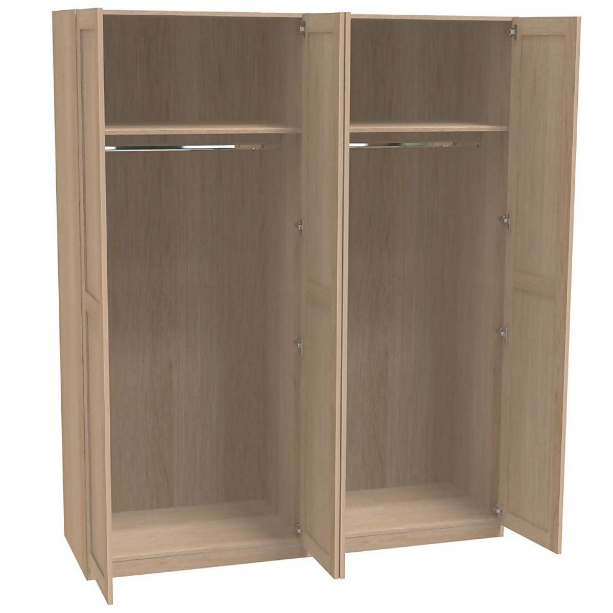 House Beautiful Realm Quad Wardrobe, Oak Effect Carcass - Oak Effect Shaker Doors (W) 1800mm x (H) 2196mm – image 3