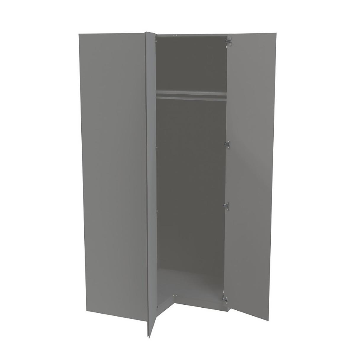 House Beautiful Escape Corner Wardrobe, Grey Carcass - Gloss Grey Handleless Doors (W) 1053mm x (H) 2196mm – image 2