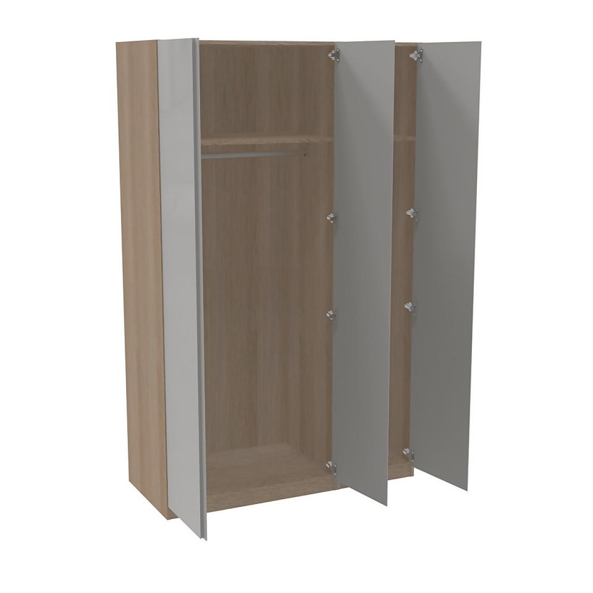 House Beautiful Escape Triple Wardrobe, Oak Effect Carcass - Gloss Grey Handleless Door (W) 1350mm x (H) 2196mm – image 2