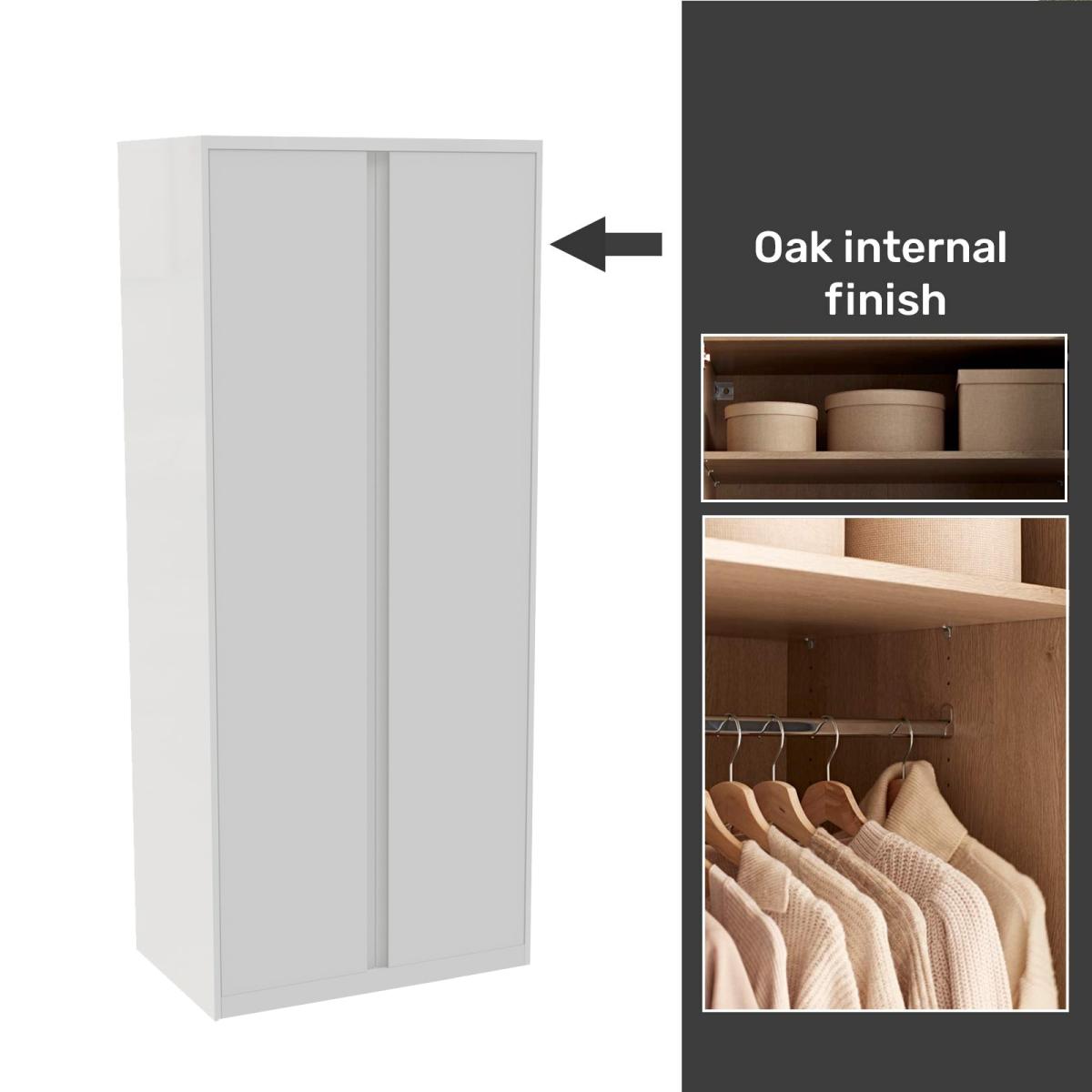 House Beautiful Escape Fitted Look Double Wardrobe, Oak Effect Carcass - Matt Grey Handleless Doors (W)940mm x (H)2226mm – image 2