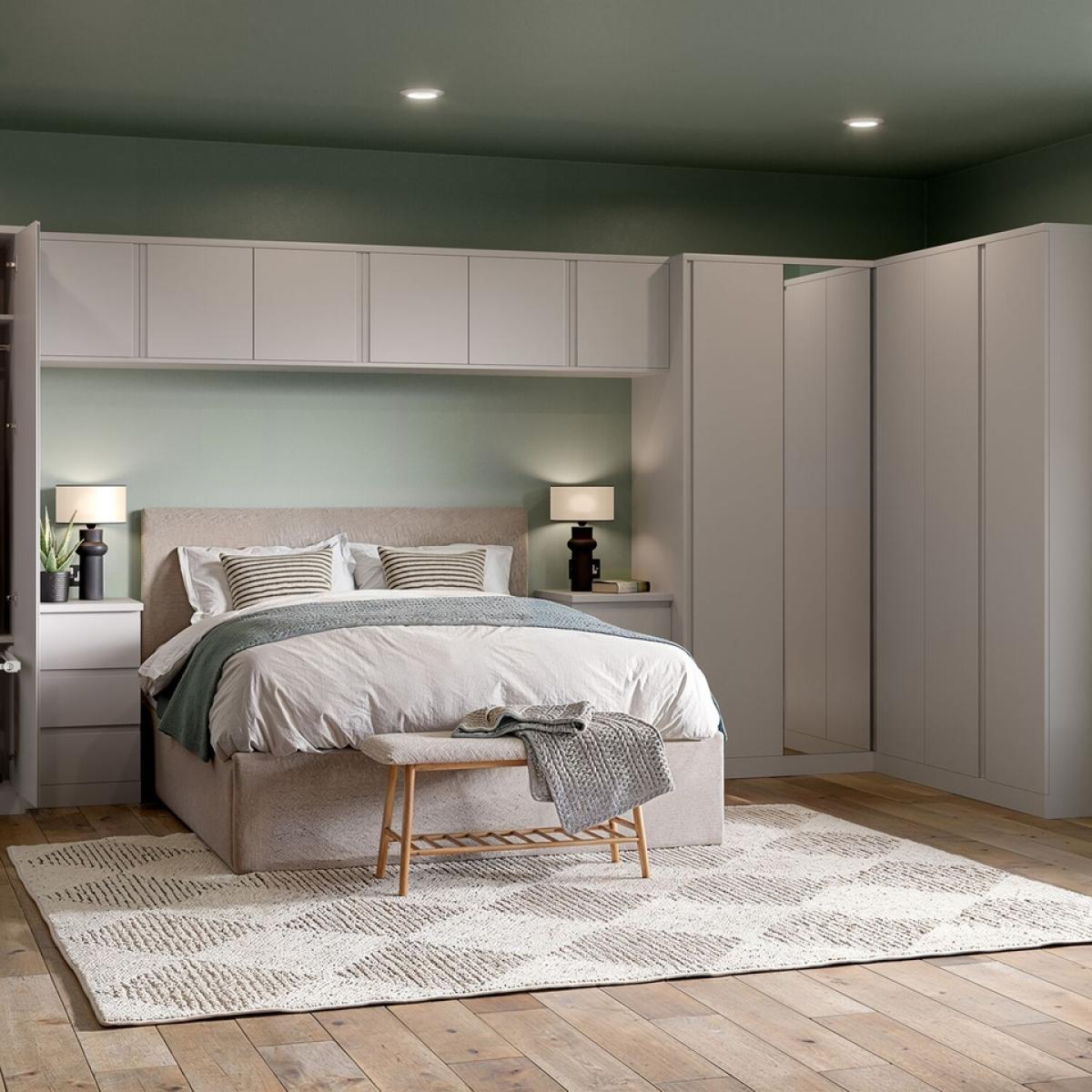 House Beautiful Escape Fitted Look Double Wardrobe, Oak Effect Carcass - Matt Grey Handleless Doors (W)940mm x (H)2226mm – image 1