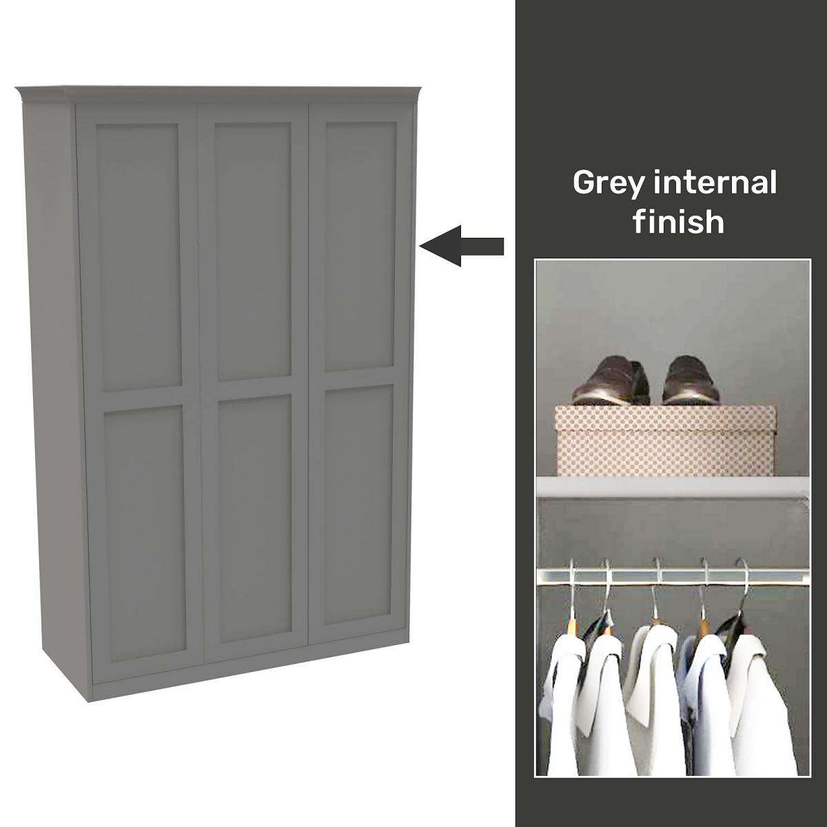 House Beautiful Realm Fitted Look Triple Wardrobe, Grey Carcass - Grey Shaker Doors (W) 1451mm x (H) 2256mm – image 2