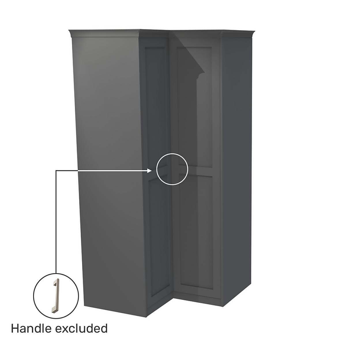 House Beautiful Realm Fitted Look Corner Wardrobe, Oak Effect Carcass - Carbon Grey Shaker Doors (W) 1103mm x (H) 2256mm – image 3