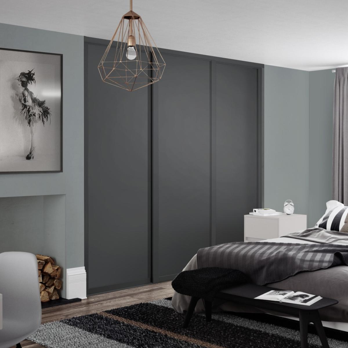 Shaker Sliding Wardrobe Door 1  Panel Graphite (W)610mm – image 2