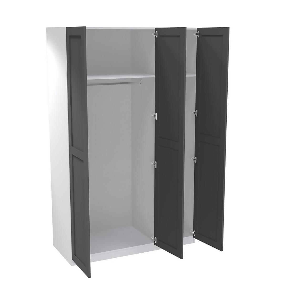 House Beautiful Realm Triple Wardrobe, White Carcass - Carbon Grey Shaker Doors (W) 1350mm x (H) 2196mm – image 2