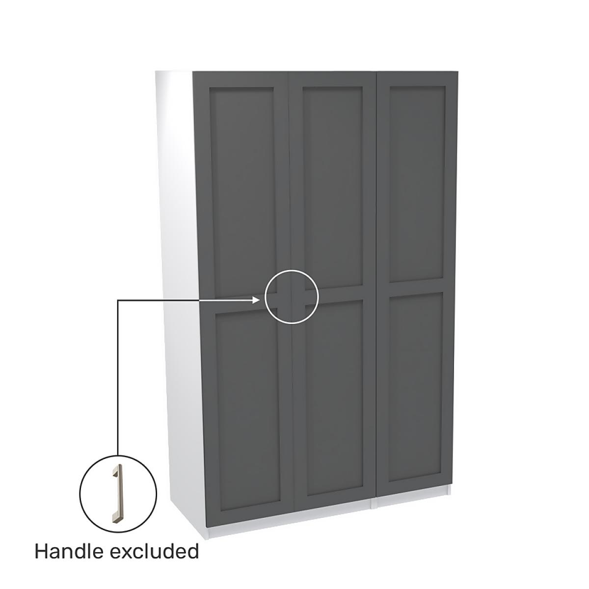 House Beautiful Realm Triple Wardrobe, White Carcass - Carbon Grey Shaker Doors (W) 1350mm x (H) 2196mm – image 3