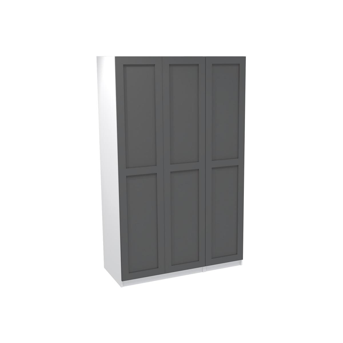 House Beautiful Realm Triple Wardrobe, White Carcass - Carbon Grey Shaker Doors (W) 1350mm x (H) 2196mm – image 1