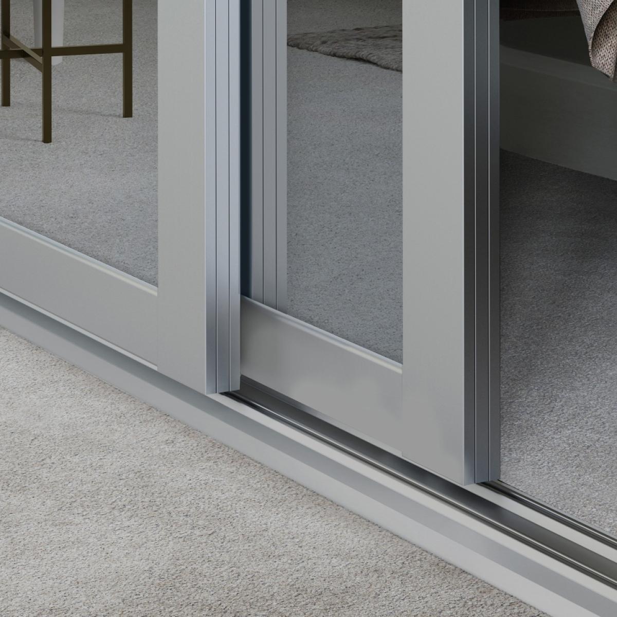 Shaker Sliding Wardrobe Door 3 Panel Mirror with Dove Grey Frame (W)610mm – image 3