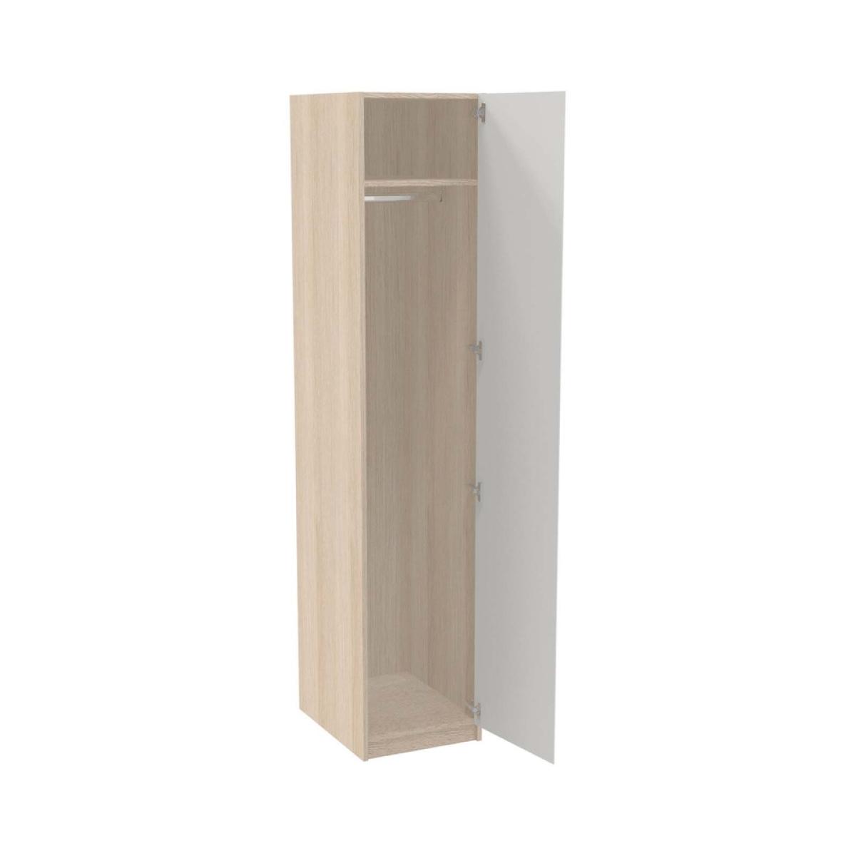 House Beautiful Escape Single Wardrobe, Oak Carcass - Matt Grey Handleless Door (W)450mm x (H)2196mm – image 2