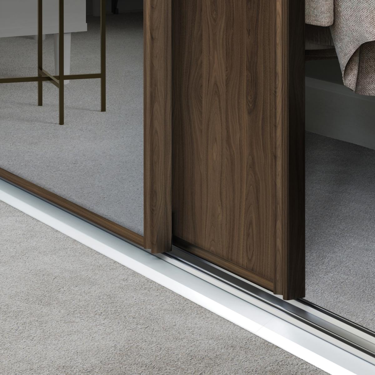 Classic 3 Door Sliding Wardrobe Kit Walnut Panel/ Mirror with Walnut Frame (W)2672mm x (H)2260mm – image 3