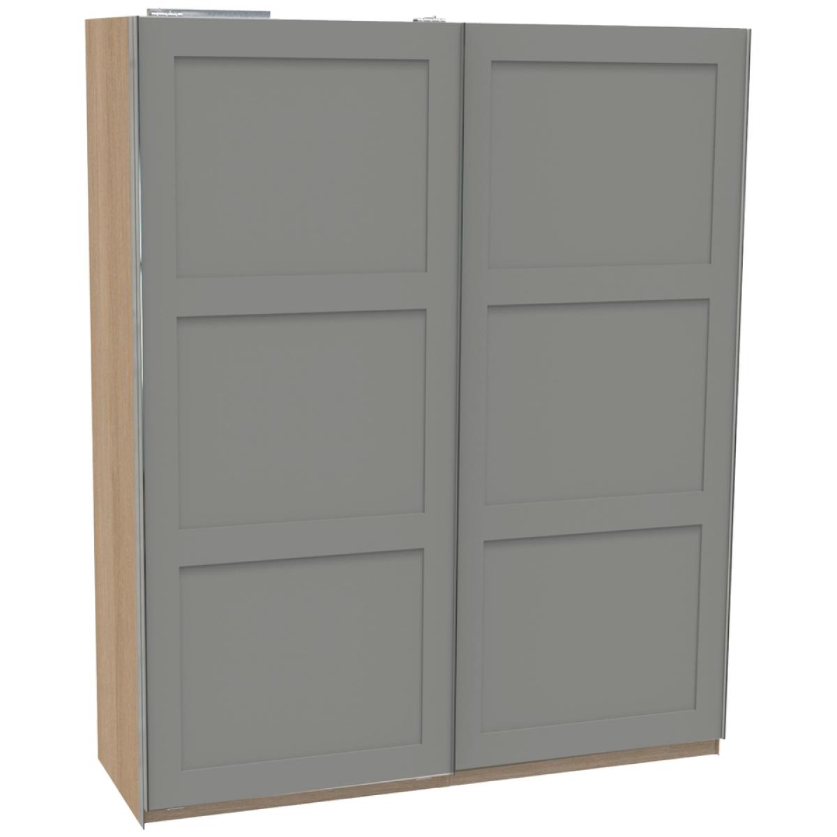 House Beautiful Realm Sliding Wardrobe, Oak Effect Carcass, Grey Shaker Sliding Doors (W) 1800 x (H) 2220mm – image 2
