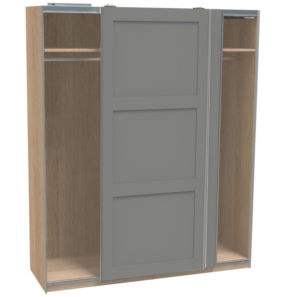House Beautiful Realm Sliding Wardrobe, Oak Effect Carcass, Grey Shaker Sliding Doors (W) 1800 x (H) 2220mm – image 3