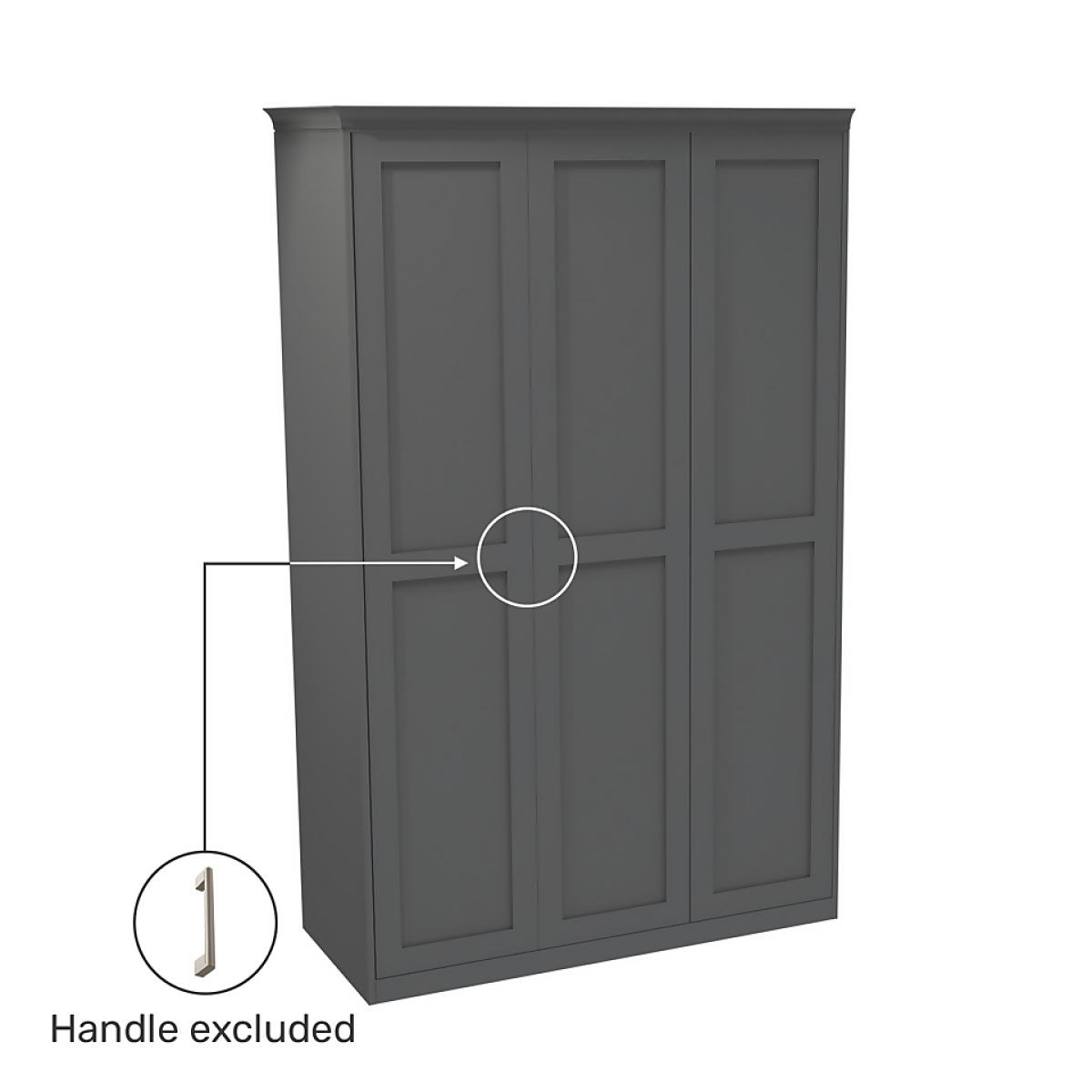 House Beautiful Realm Fitted Look Triple Wardrobe, Oak Effect Carcass - Carbon Grey Shaker Doors (W) 1451mm x (H) 2256mm – image 4