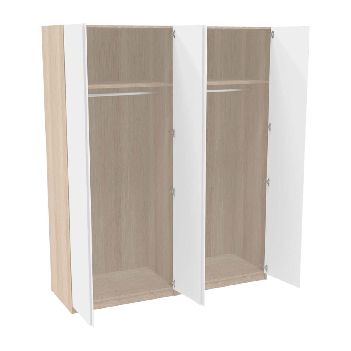 House Beautiful Escape Quad Wardrobe, Oak Effect Carcass - Matt White Handleless Doors (W)1800mm x (H)2196mm – image 2