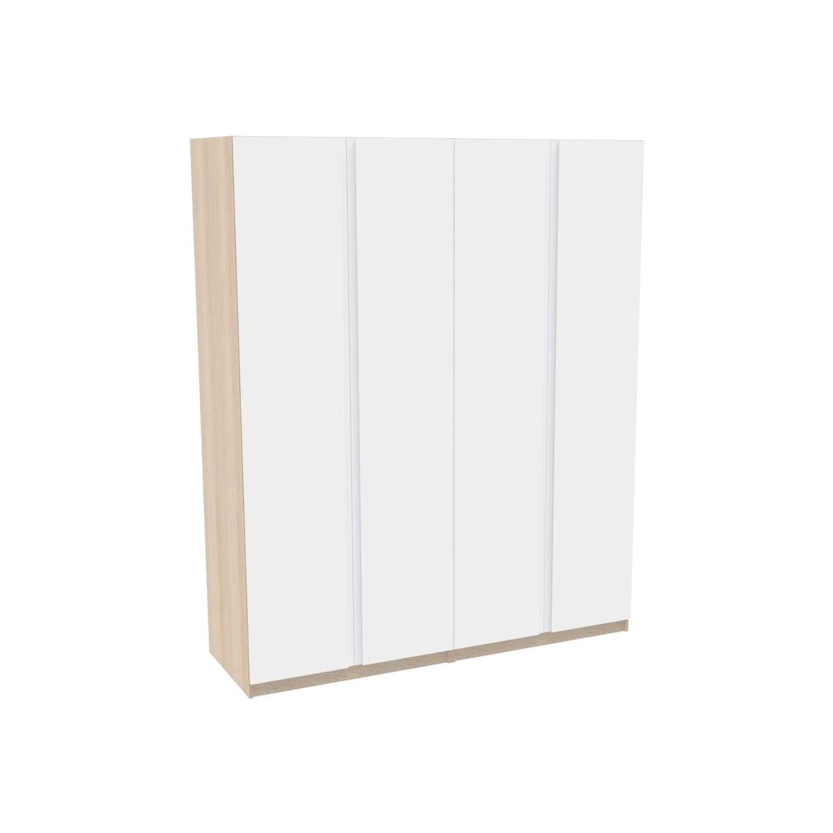 House Beautiful Escape Quad Wardrobe, Oak Effect Carcass - Matt White Handleless Doors (W)1800mm x (H)2196mm – image 1