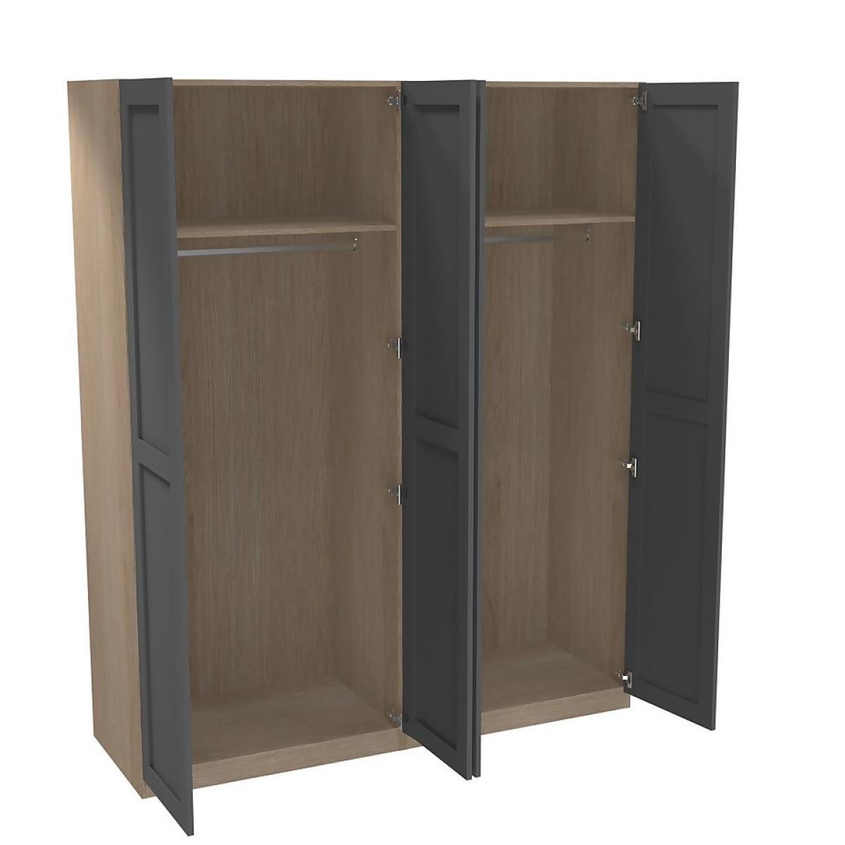 House Beautiful Realm Quad Wardrobe, Oak Effect Carcass - Carbon Grey Shaker Doors (W) 1800mm x (H) 2196mm – image 2