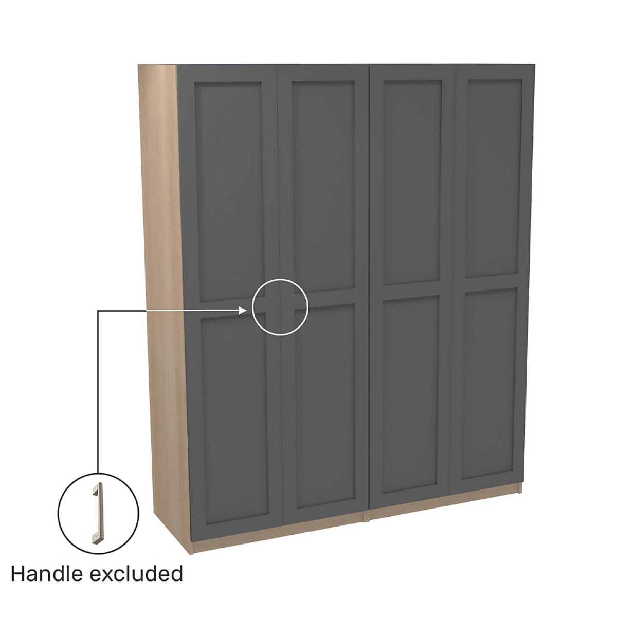 House Beautiful Realm Quad Wardrobe, Oak Effect Carcass - Carbon Grey Shaker Doors (W) 1800mm x (H) 2196mm – image 3