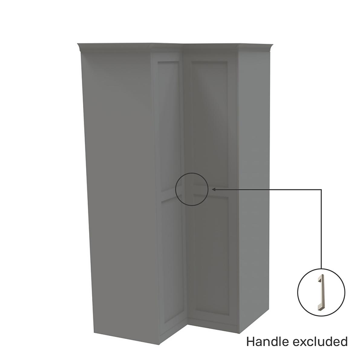 House Beautiful Realm Fitted Look Corner Wardrobe, Oak Effect Carcass - Grey Shaker Doors (W) 1103mm x (H) 2256mm – image 3
