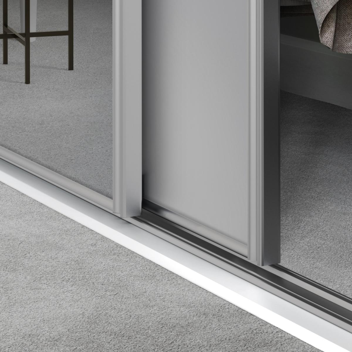 Classic 2 Door Sliding Wardrobe Kit Dove Grey Panel/Mirror with Dove Grey Frame  (W)1793mm x (H)2260mm – image 3