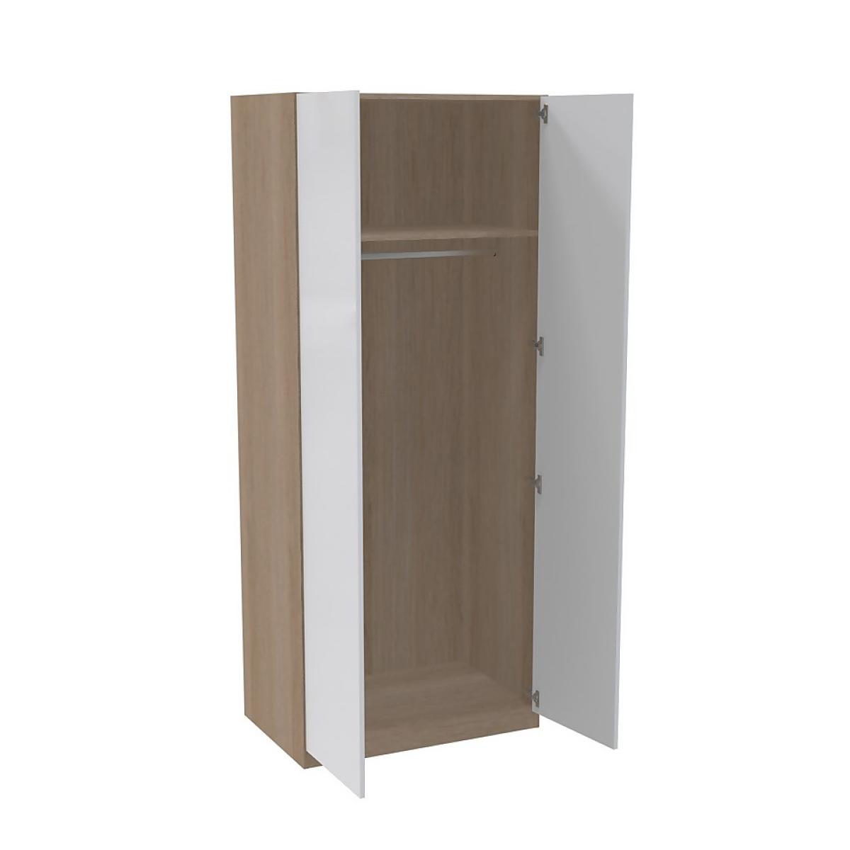 House Beautiful Escape Double Wardrobe, Oak Effect Carcass - Gloss White Handleless Door (W) 900mm x (H) 2196mm – image 2