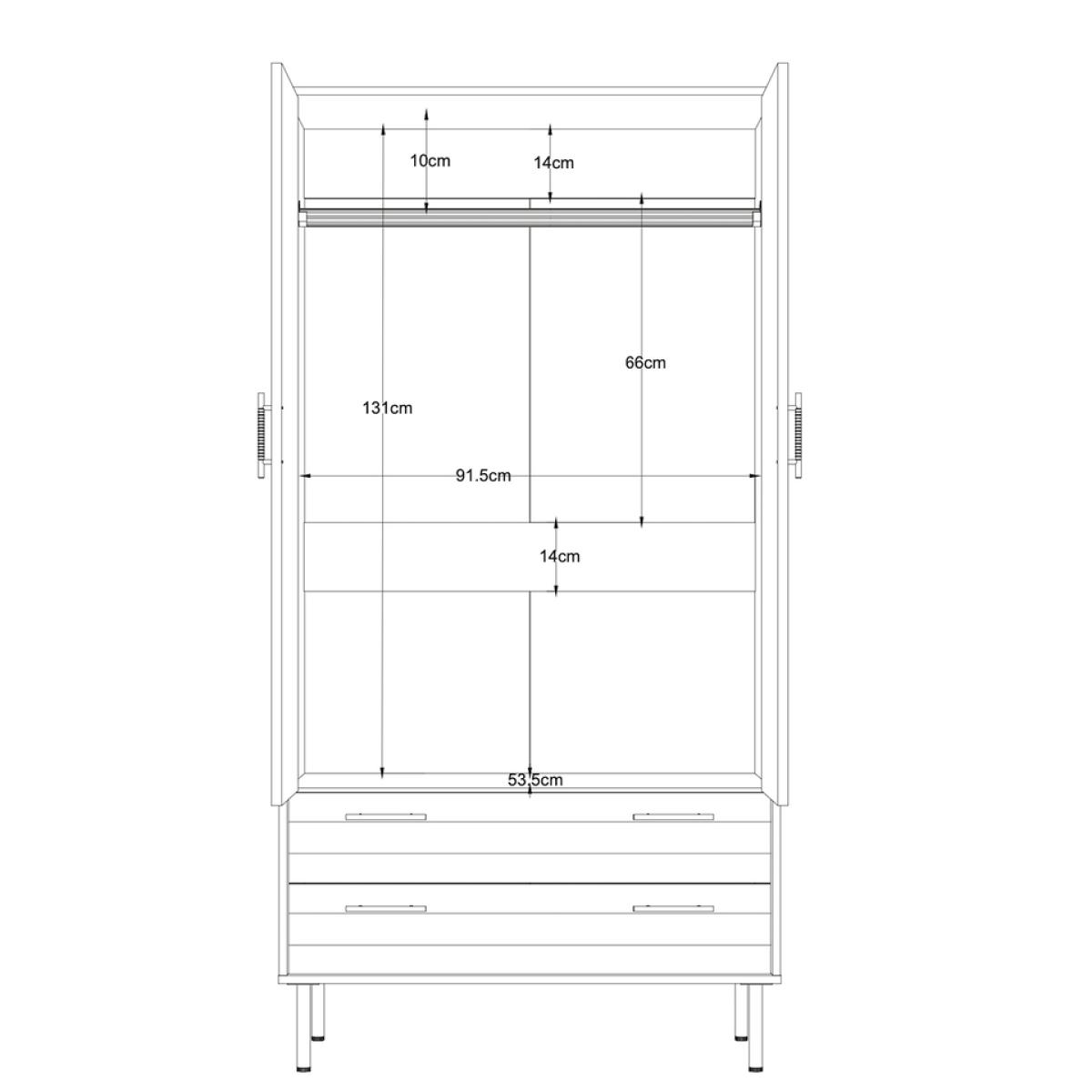 Toronto 2 Drawer Wardrobe – image 11
