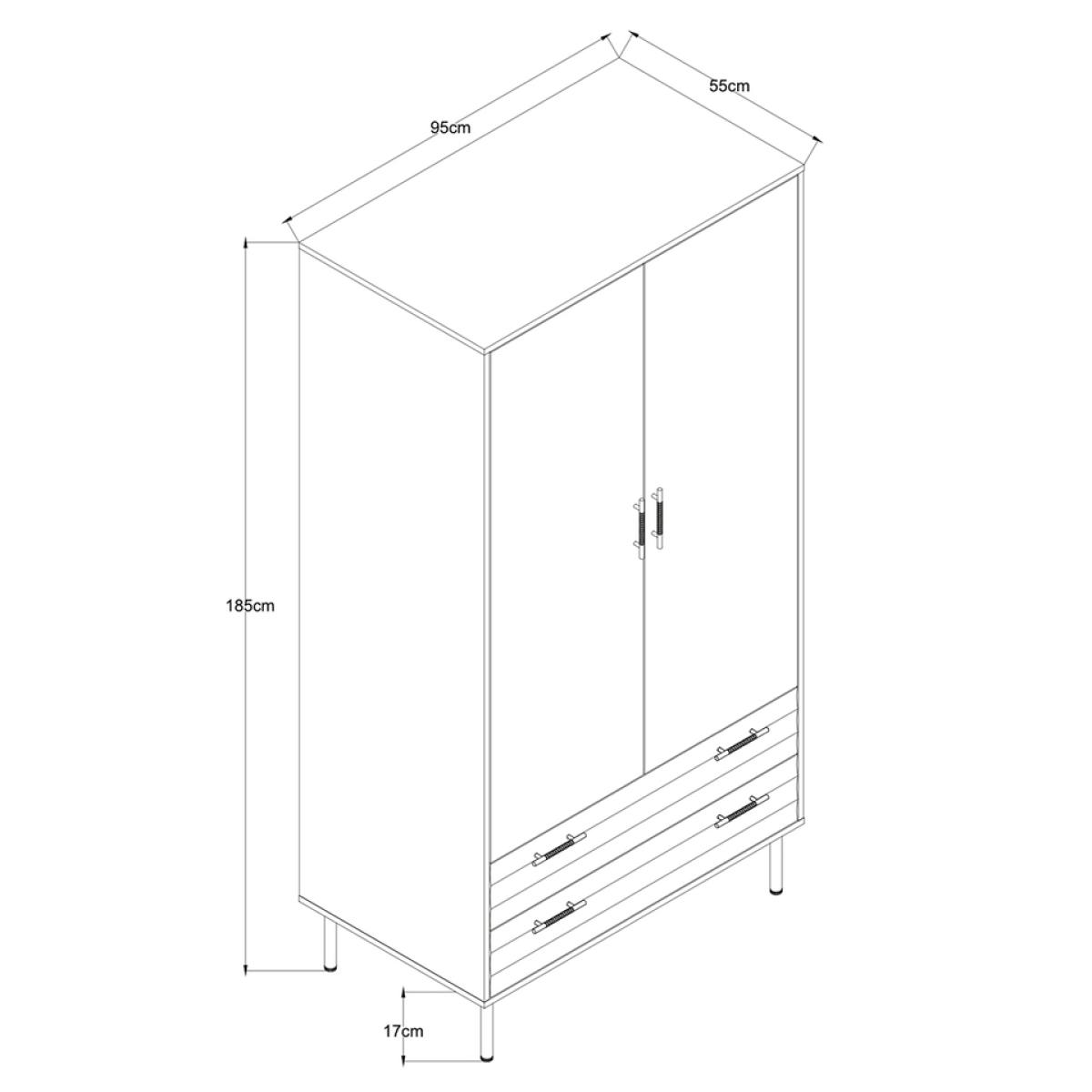 Toronto 2 Drawer Wardrobe – image 10