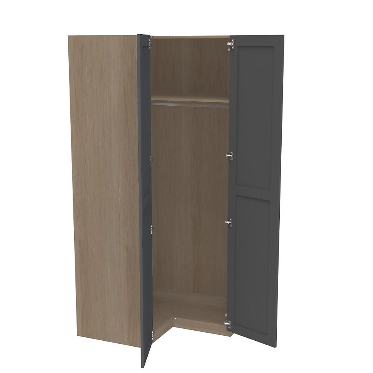 House Beautiful Realm Corner Wardrobe, Oak Effect Carcass  - Carbon Grey Shaker Doors (W) 1053mm x (H) 2196mm – image 2
