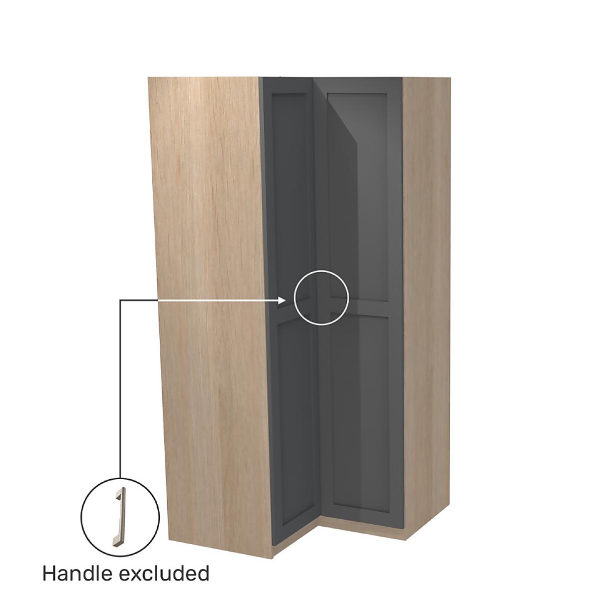 House Beautiful Realm Corner Wardrobe, Oak Effect Carcass  - Carbon Grey Shaker Doors (W) 1053mm x (H) 2196mm – image 3