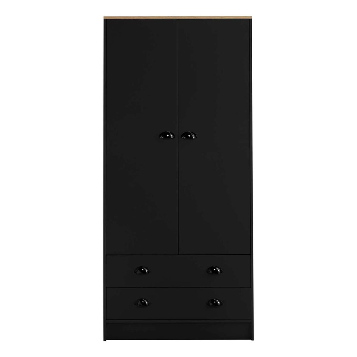 Barnford 2 Door 2 Drawer Wooden Wardrobe - Black – image 2
