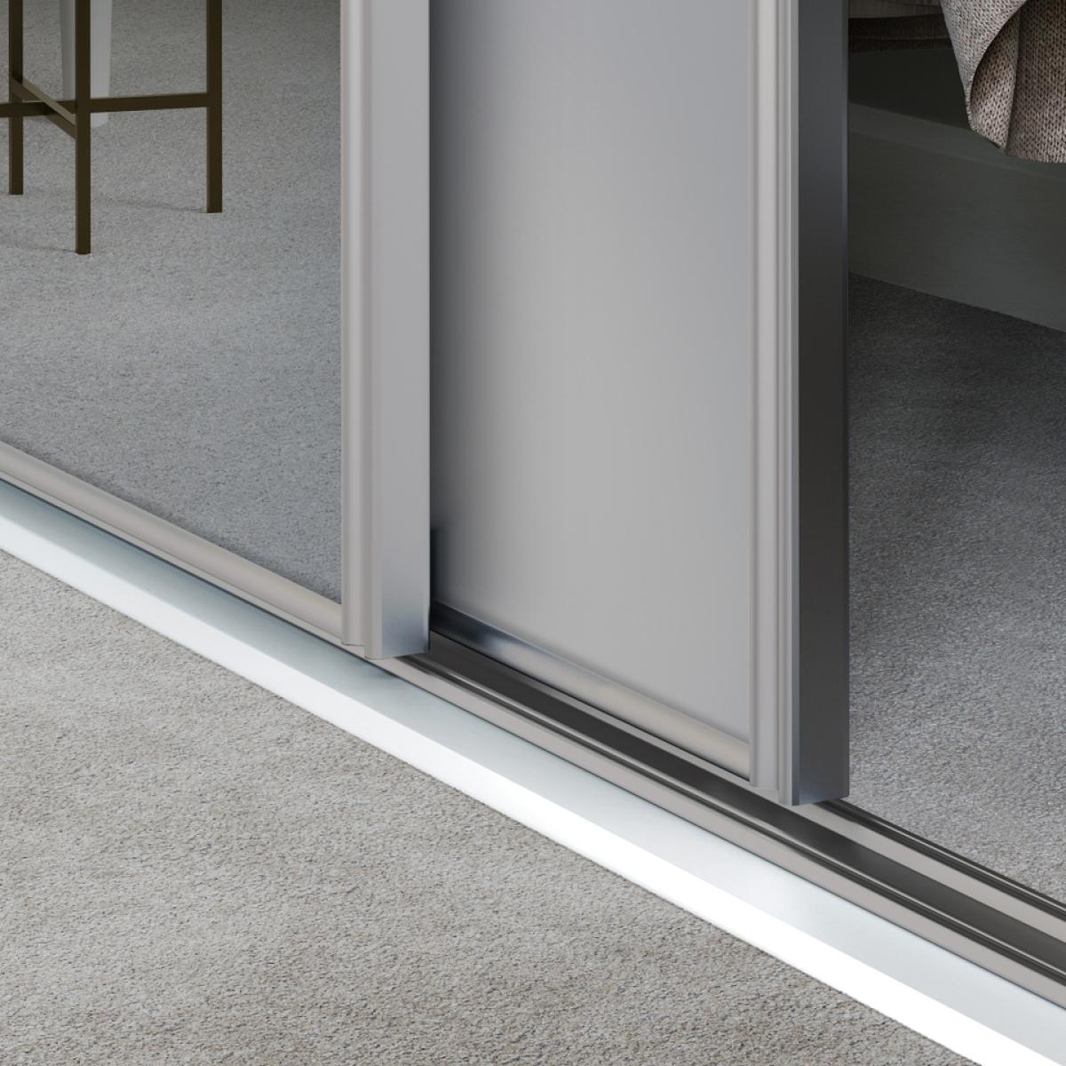 Classic 4 Door Sliding Wardrobe Kit Dove Grey Panel/Mirror with Dove Grey Frame (W)2370mm x (W)2260mm – image 3