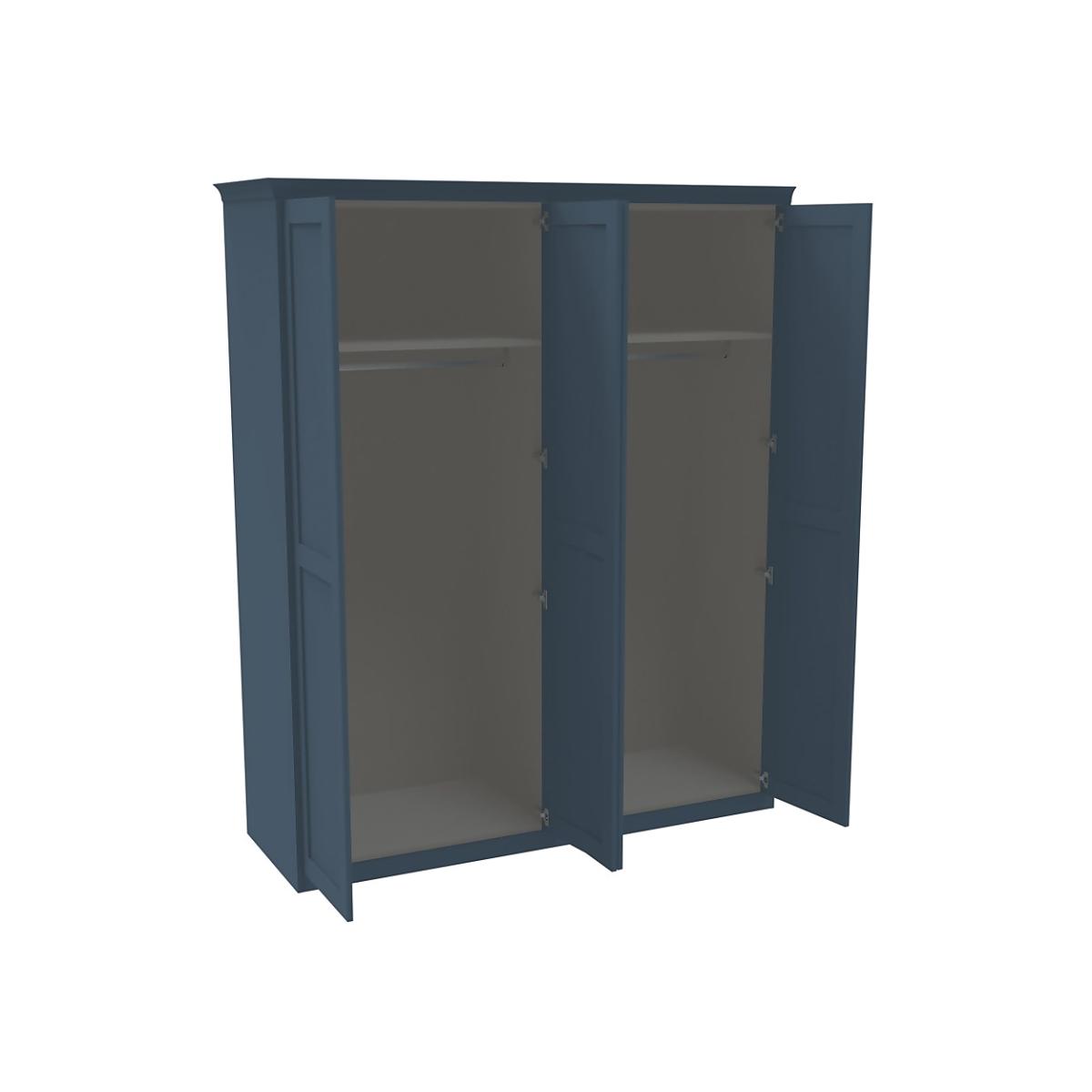 House Beautiful Realm Fitted Look Quad Wardrobe, Grey Carcass - Navy Blue Shaker Doors (W) 1901mm x (H) 2256mm – image 1