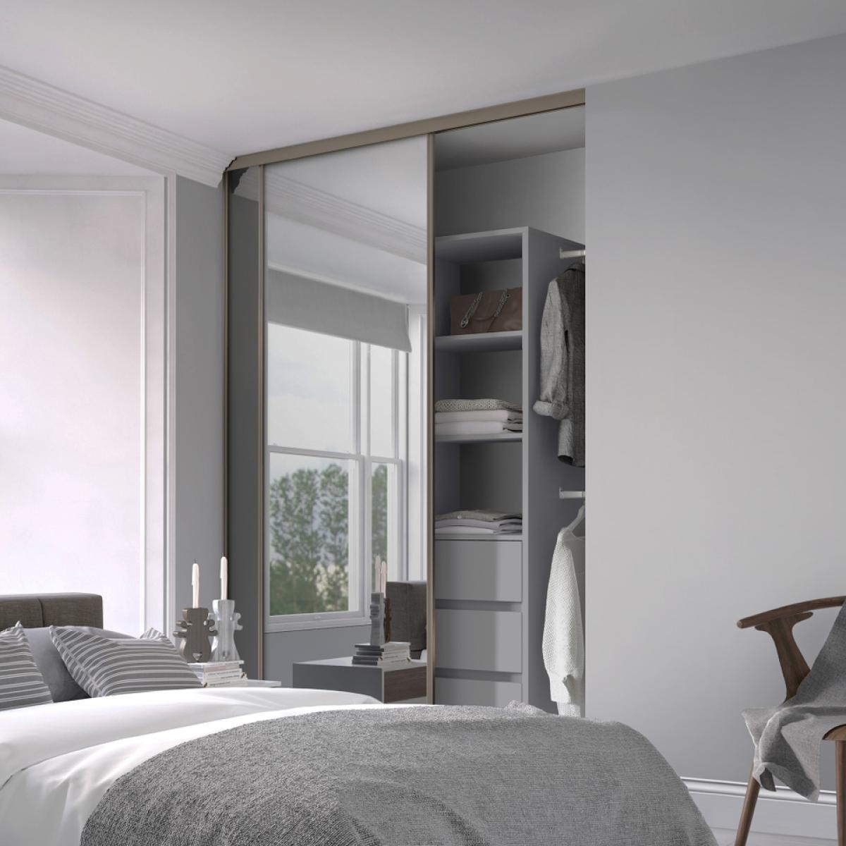 Classic Sliding Wardrobe Door Mirror with Nickel Frame (W)762mm – image 2