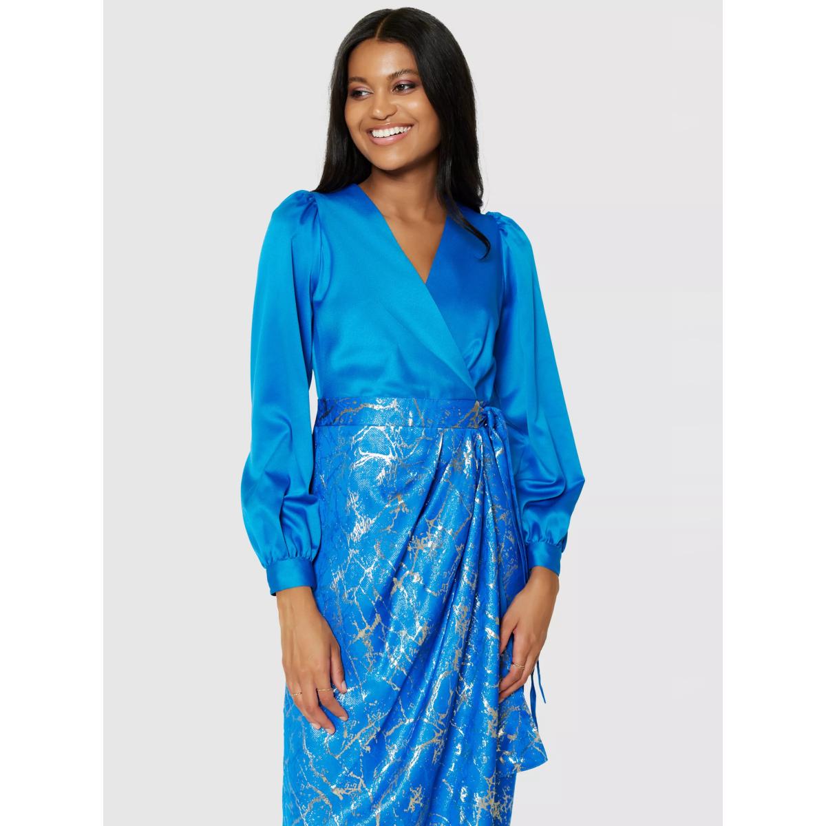 Closet London Pencil Wrap Dress, Blue – image 2