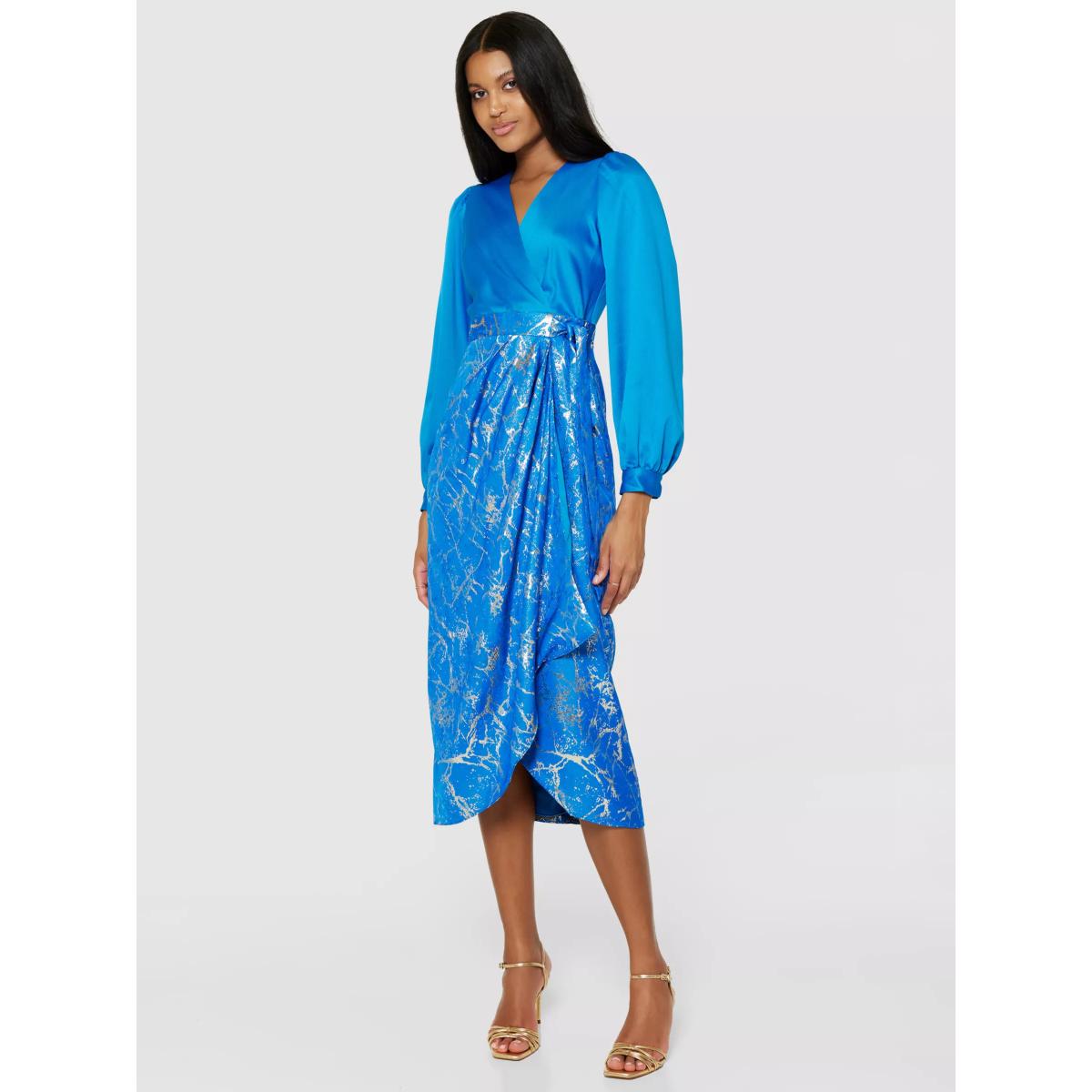 Closet London Pencil Wrap Dress, Blue – image 3