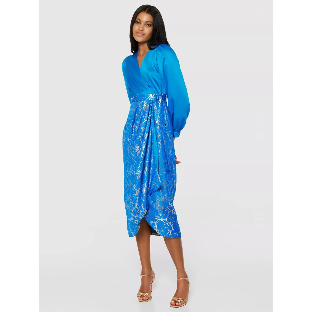 Closet London Pencil Wrap Dress, Blue – image 4
