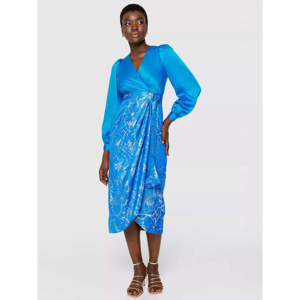 Closet London Pencil Wrap Dress, Blue – image 5