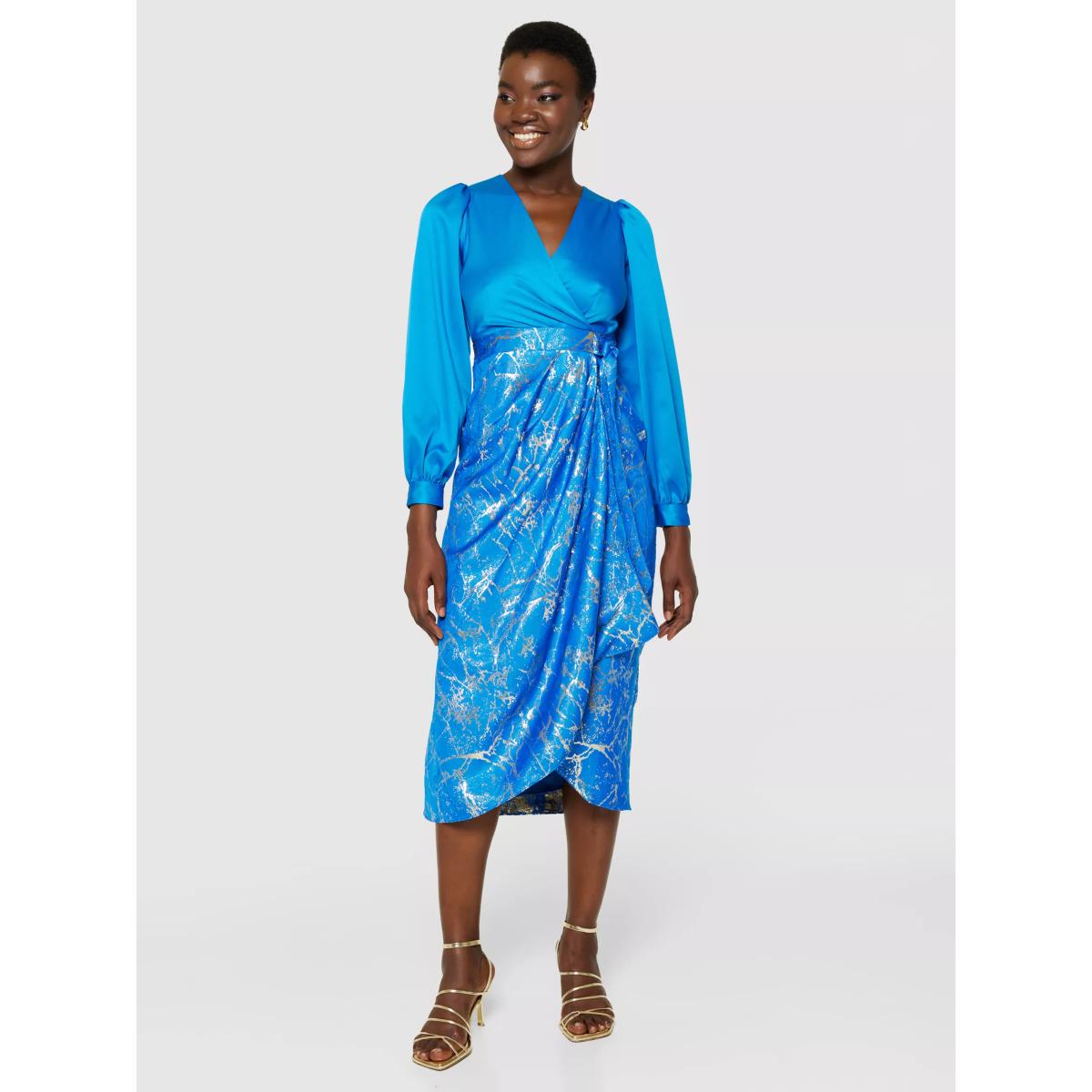 Closet London Pencil Wrap Dress, Blue – image 6