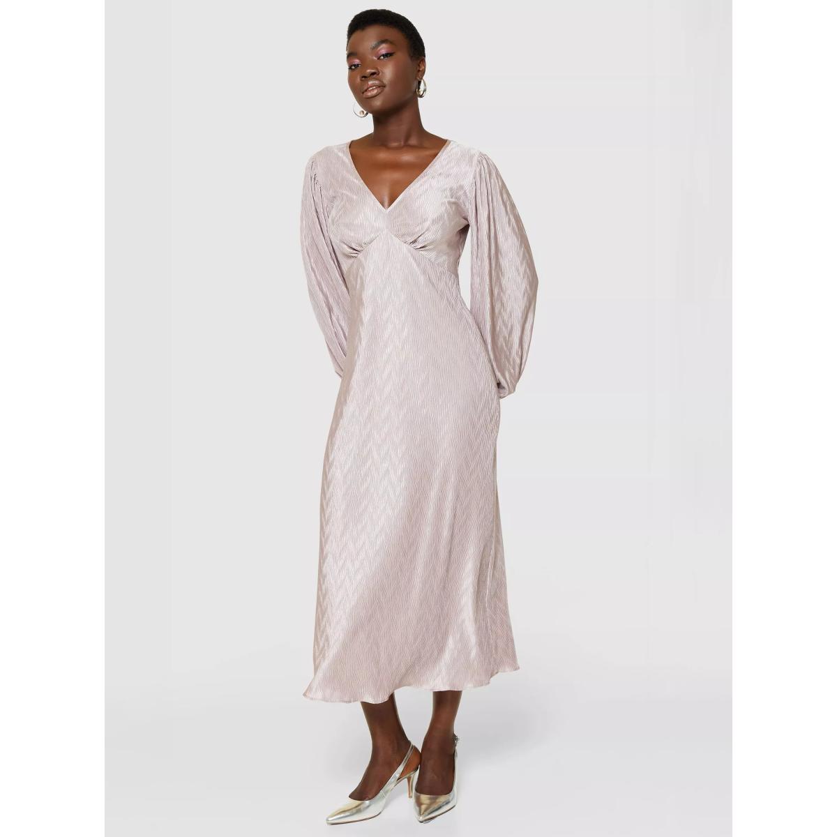 Closet London Jacquard Empire Line Midi Dress, Lilac – image 3