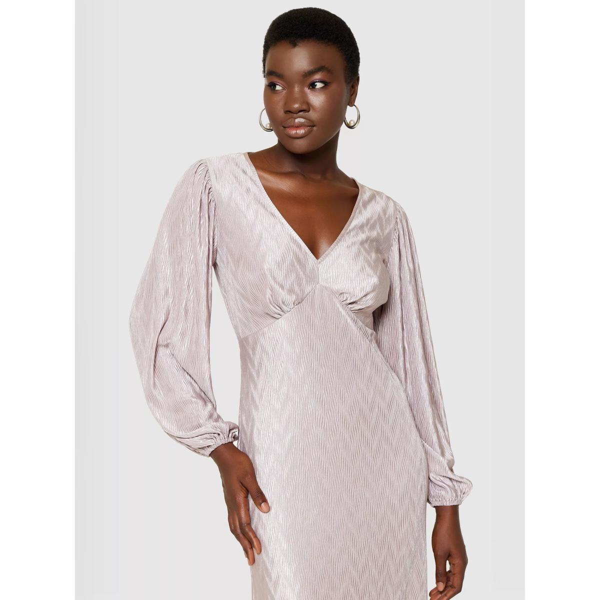 Closet London Jacquard Empire Line Midi Dress, Lilac – image 4