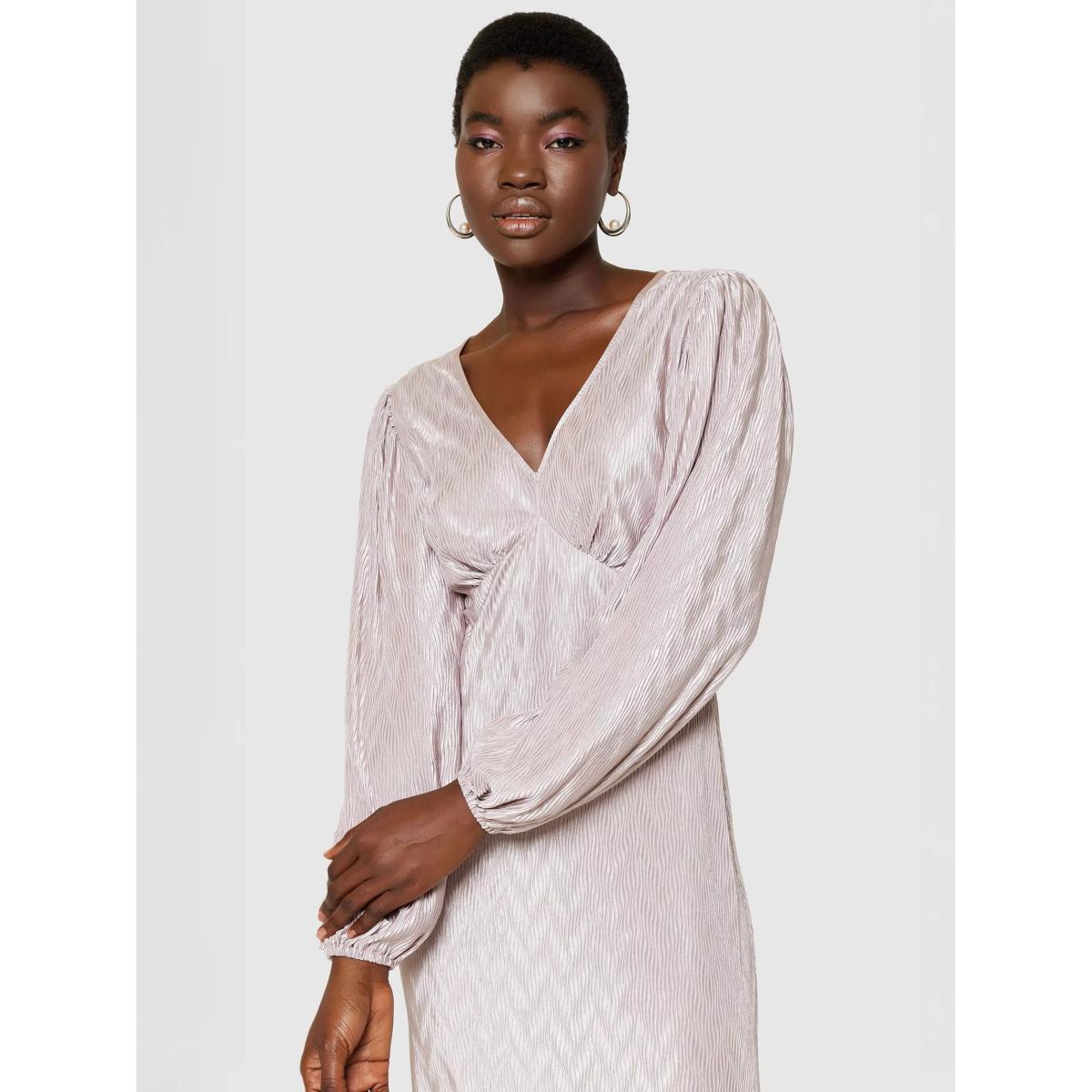 Closet London Jacquard Empire Line Midi Dress, Lilac – image 5