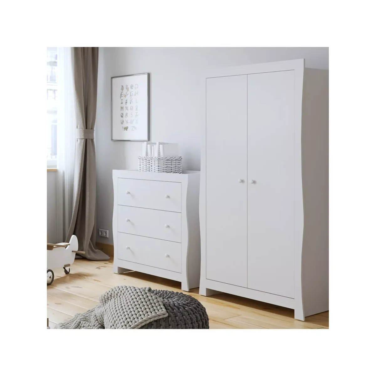 Little Acorns Traditional Sleigh Double Wardrobe, White – image 3