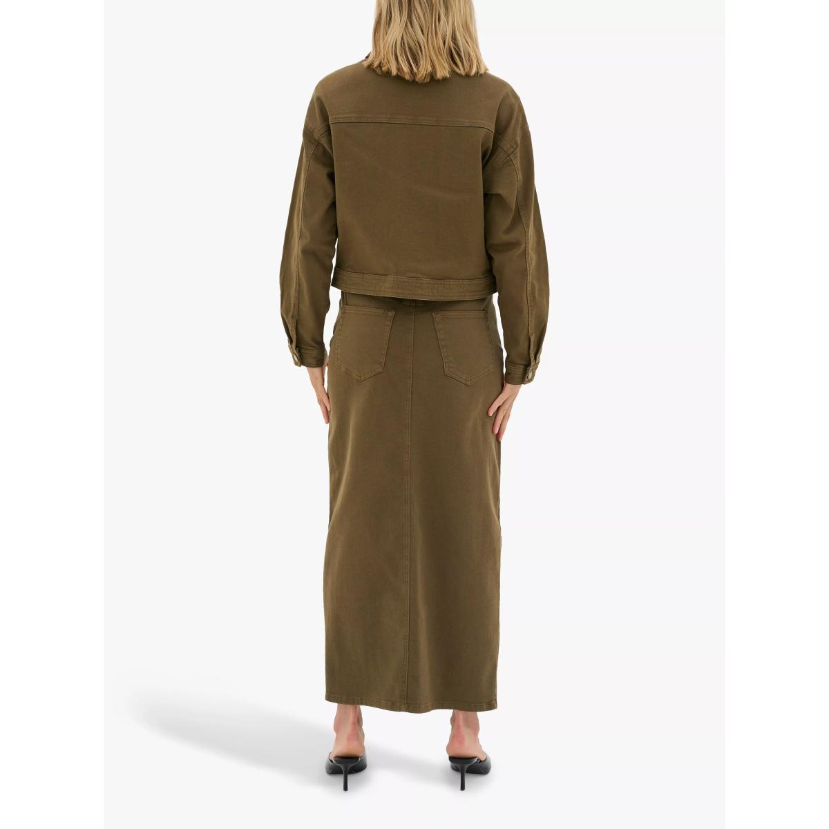 MY ESSENTIAL WARDROBE Lara Slit Maxi Skirt, Military Olive Wash – image 2
