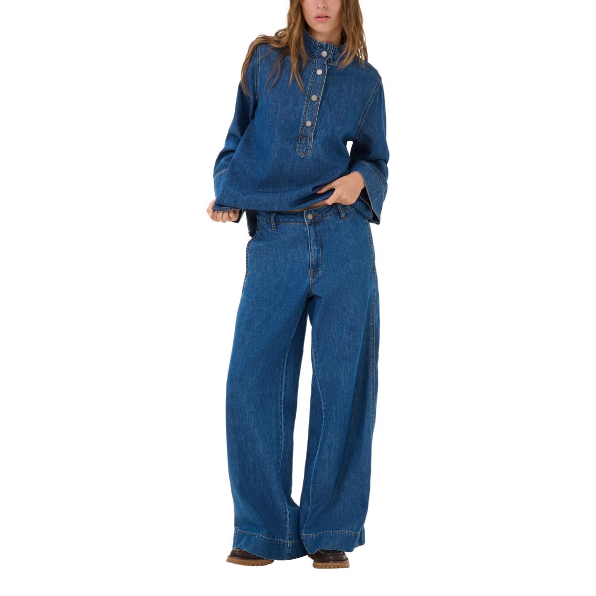 MY ESSENTIAL WARDROBE Hilma Wide Leg Jeans, Mid Blue – image 3