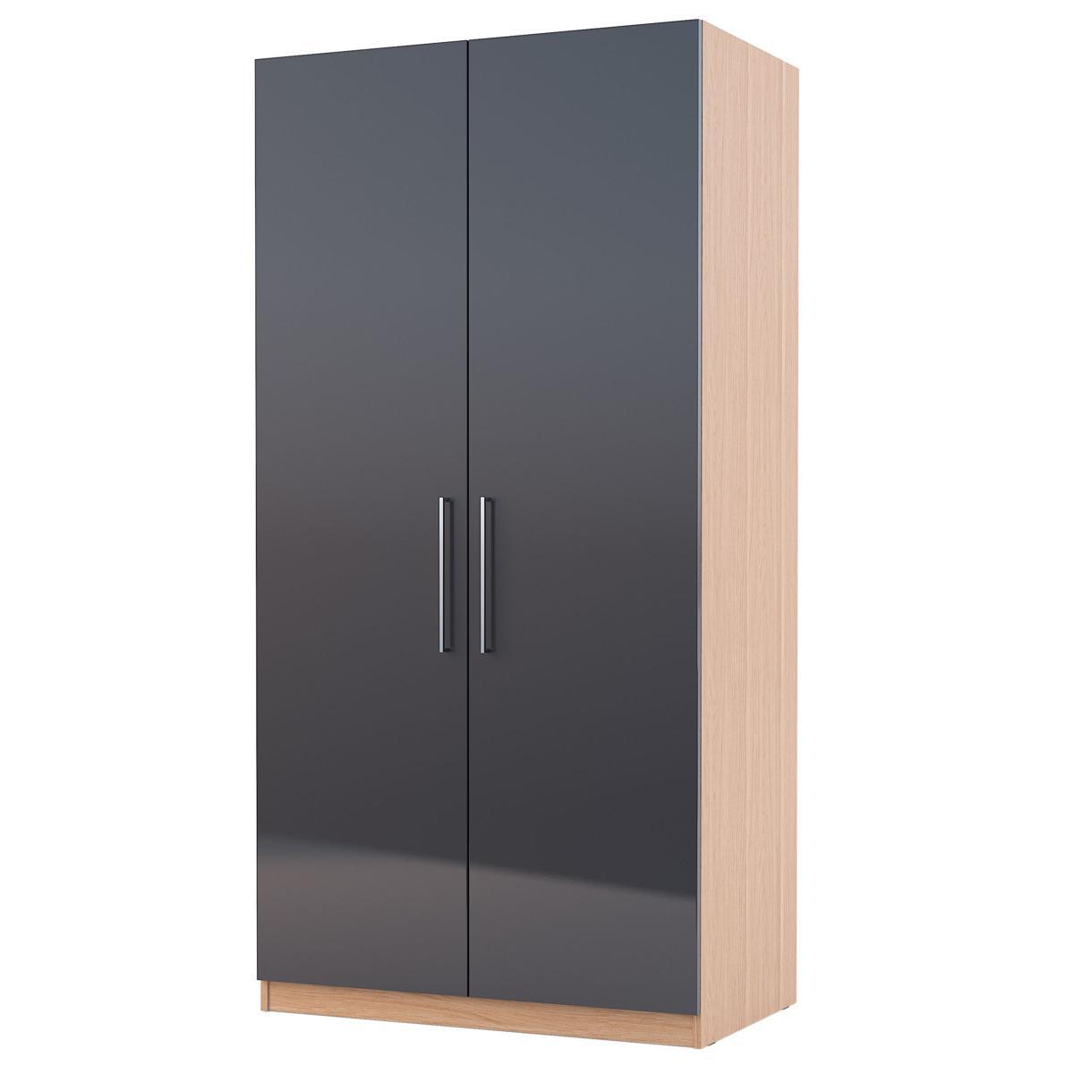 ANYDAY John Lewis & Partners Mix it T-bar Handle Double Wardrobe, Gloss House Steel/Natural Oak – image 3
