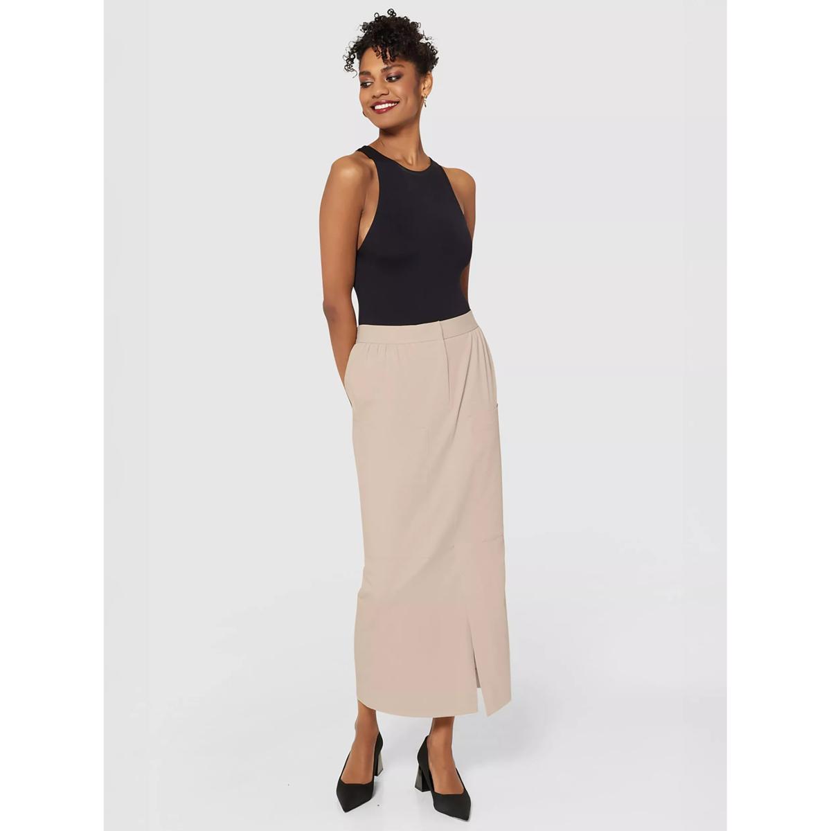 Closet London Cargo Pencil Skirt, Cream – image 2