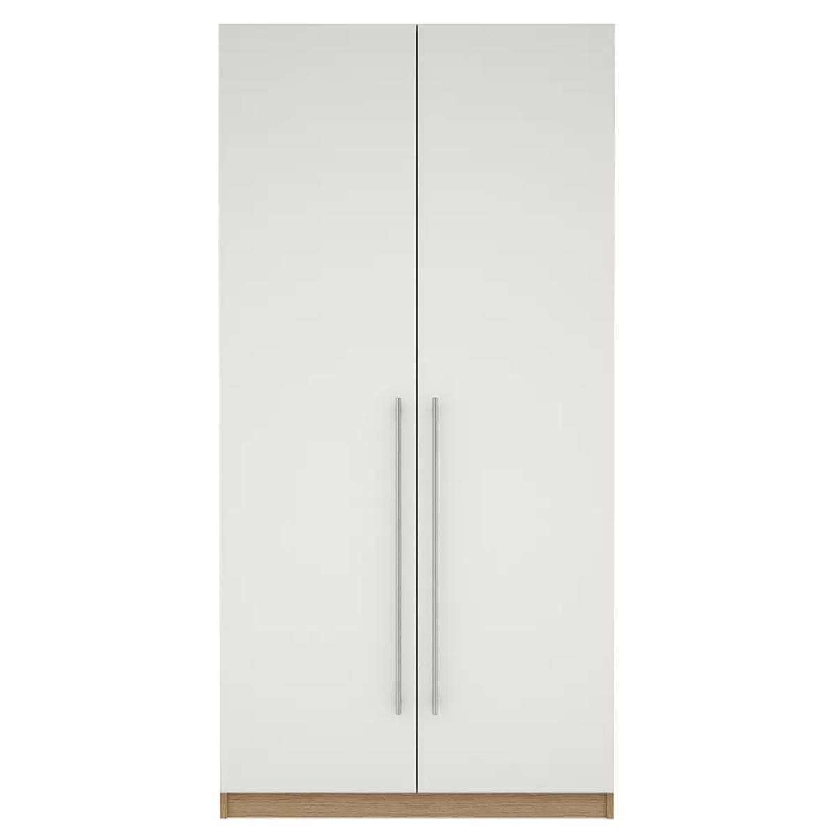 ANYDAY John Lewis & Partners Mix It Stainless Steel Long T-Bar Handle, Double Wardrobe with Internal Drawers, Gloss White Slab/Natural Oak – image 2