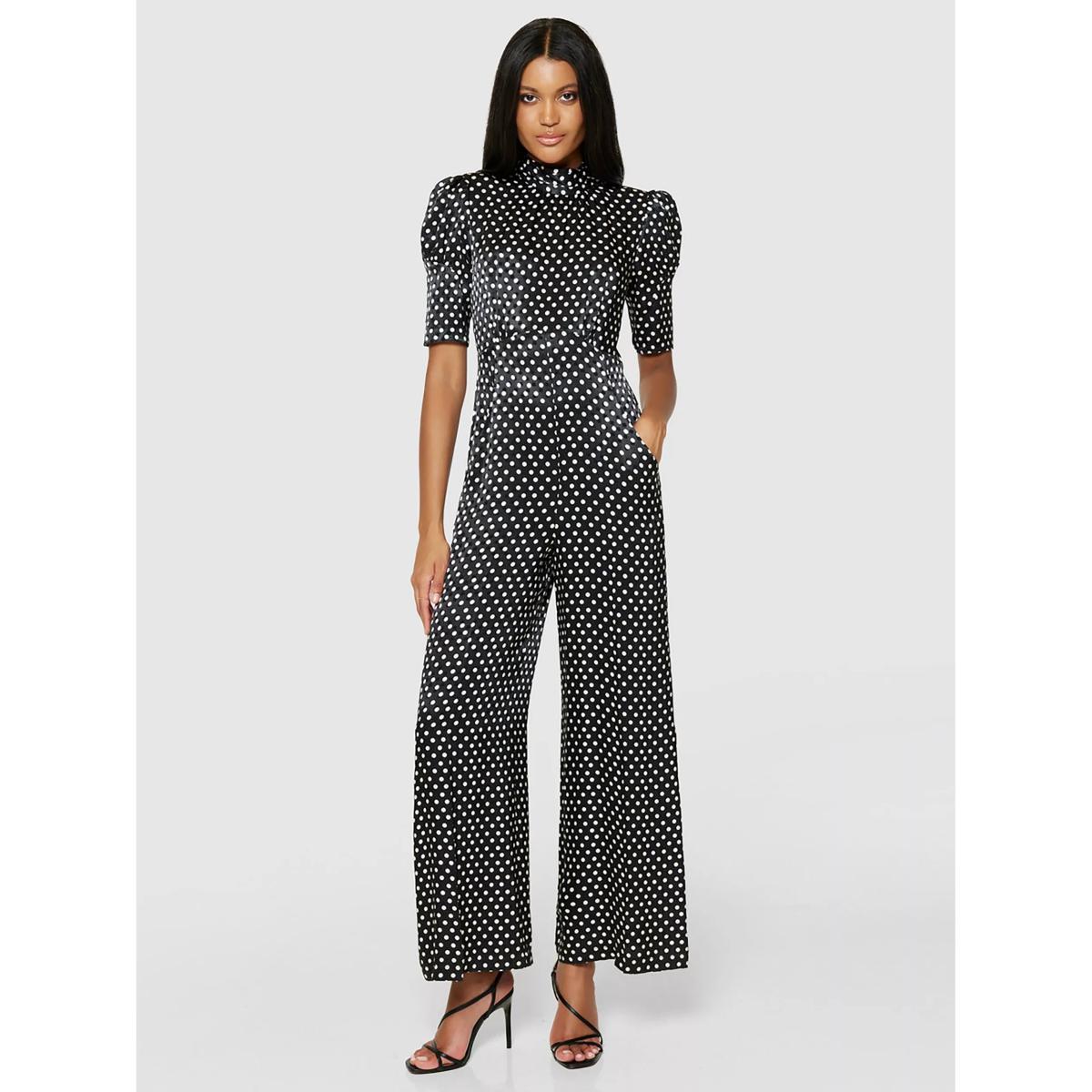 Closet London Polka Dot Jumpsuit, Black – image 4