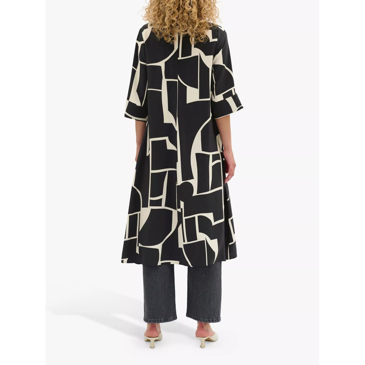 MY ESSENTIAL WARDROBE Kelly Graphic Print Midi Dress, Black/Ecru – image 2