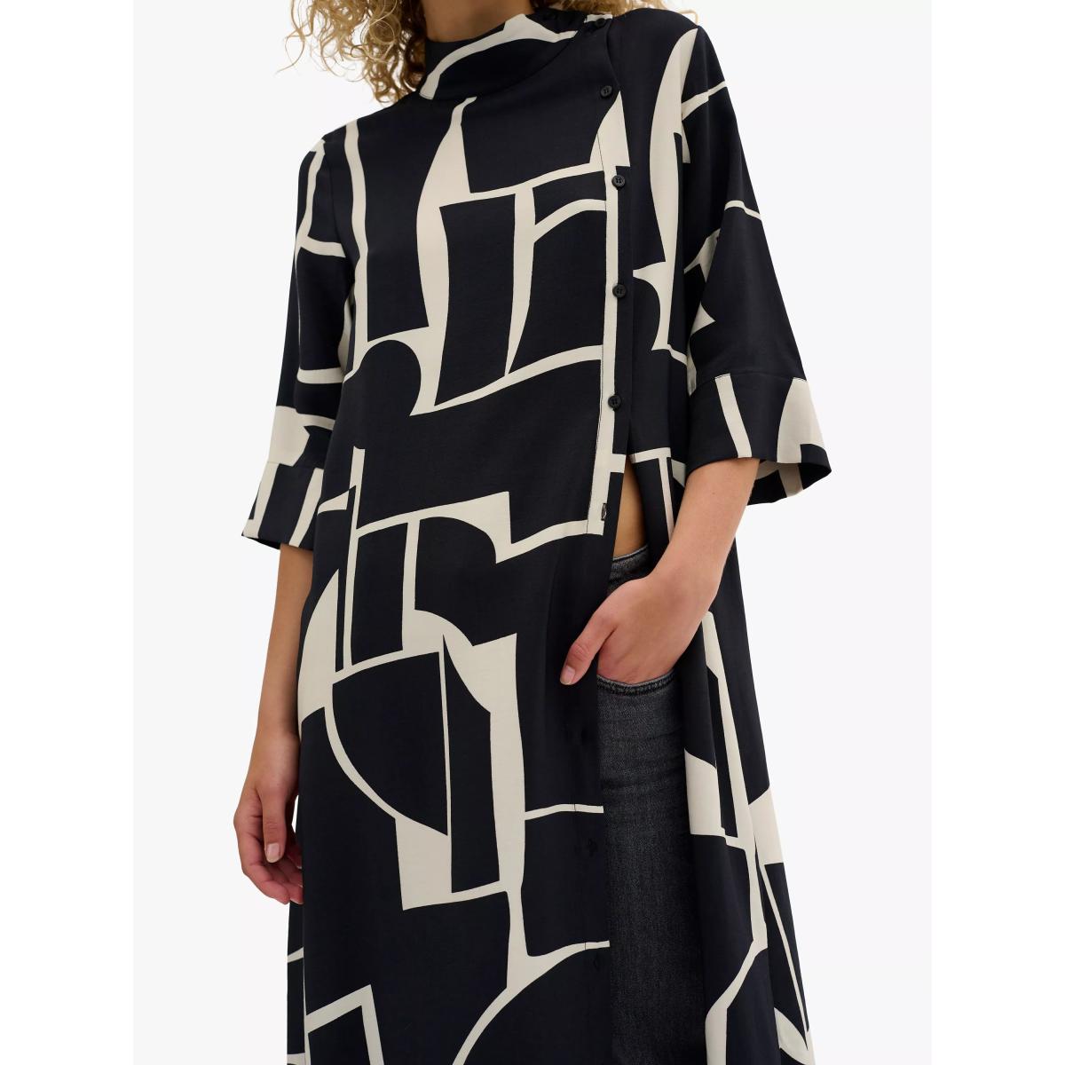 MY ESSENTIAL WARDROBE Kelly Graphic Print Midi Dress, Black/Ecru – image 3