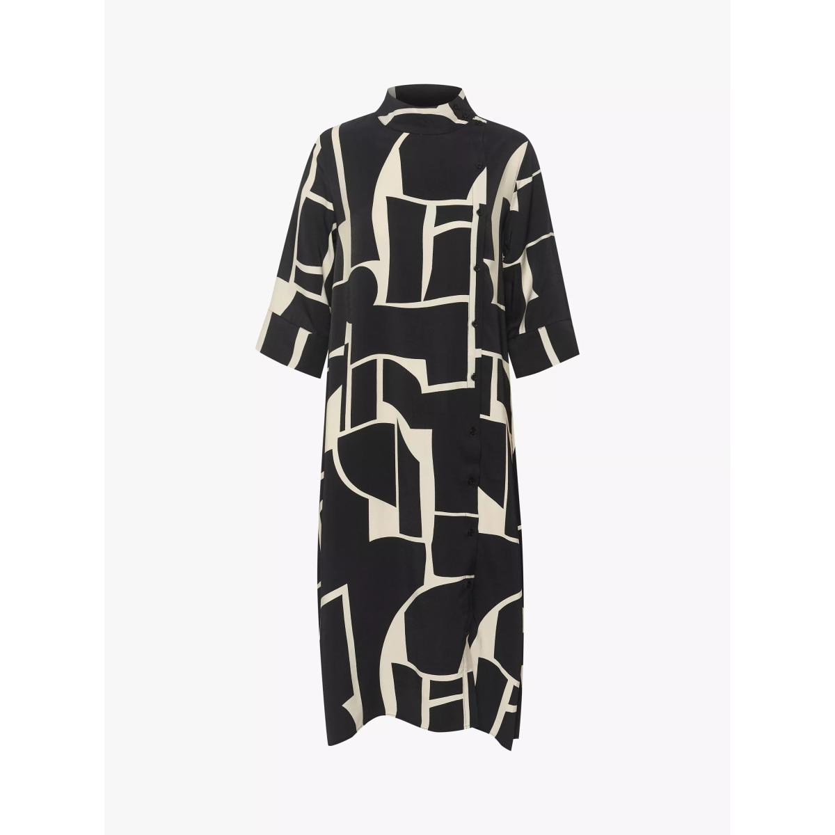 MY ESSENTIAL WARDROBE Kelly Graphic Print Midi Dress, Black/Ecru – image 4